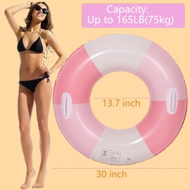 Swimming Pool Tubes-2PCS Inflatable Pool Floats for Adult Swim Ring Pool Floaties Inflatable Swimming Pool Raft Party Water Summer Beach Lounger Float Party Supplies (Pink with Handle, 30inch)