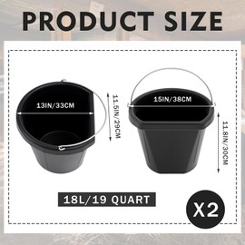 Leinuosen 2 Pcs Rubber Feeder Buckets 19 Quart Livestock Horse Feed Pan Rubber Feeder Bucket with Handle for Large Utility Horse Feed Bowl for Goats Pig Chicken Dust Bath Animal Feeding