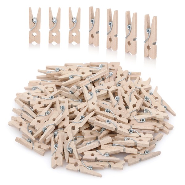 CraftWerk Mini Clothes Pegs, Pack of 100, Small Wooden Pegs