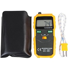 Duratool D03129 Digital Thermometer with K Type Thermocouple, -50 degree Celsius to +750 degree Celsius/ -58 degree Fahrenheit to +1382 degree Fahrenheit Range,Yellow