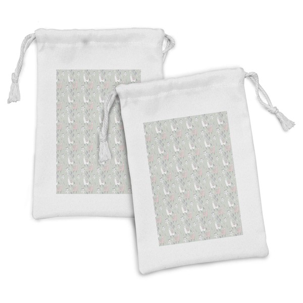 Ambesonne Pastel Fabric Pouch Set of 2, Silhouettes of Llama