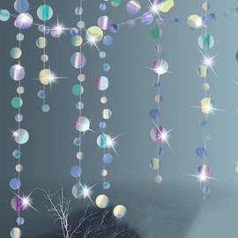 Round Paper Garland,78Ft Iridescent Round Garland 6 Pcs Colorful Glitter Paper Circle Dots Garland Hanging Streamer Garland Decoration Circle Dots Garland for Birthday Wedding Party Decoration