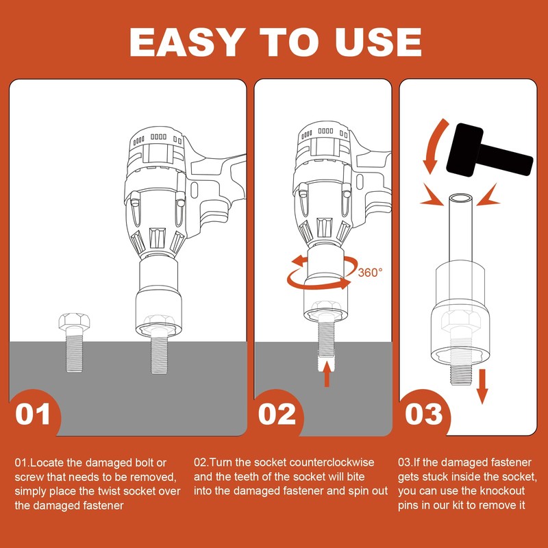 17mm 1/2" Drive Lug Nut Remover for Damaged, Rusted, Nuts