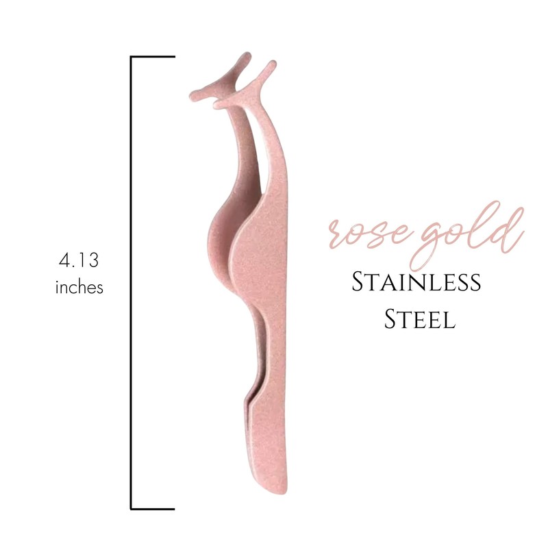 False Eyelashes Applicator Tool - Stainless Steel - Rose Gold