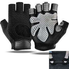 Fidqiog Gym Gloves Mens, Breathable Weight Lifting Gloves with Extra Grip, Easy wear and Removal Workout Glove for Men and Women, Cycling Glove with Durable Closure for Fitness, Training (Large)