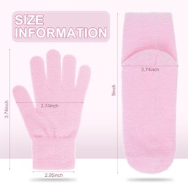 4 Pairs Moisturizing Gloves Socks Set Gel Aloe Gloves Infused Lotion Gloves Heel Socks for Dry Cracked Feet Fuzzy Spa Socks for Women Men