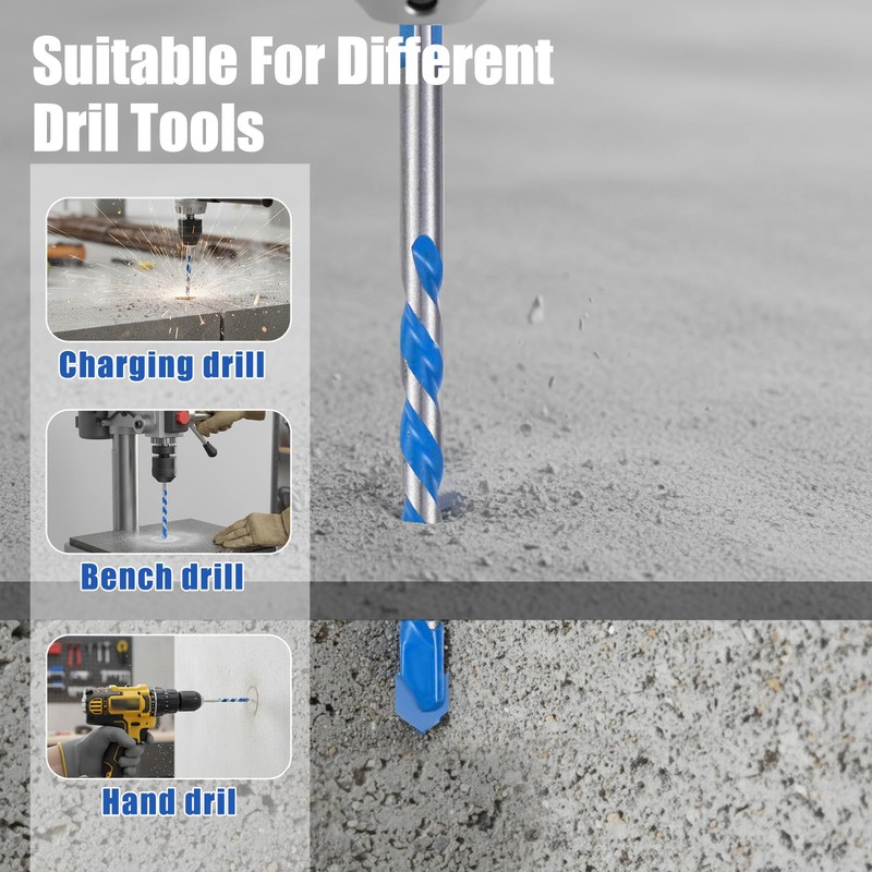 5 Piece Masonry Drill Bit Set for Concrete Tile Glass