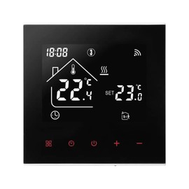 Smart WiFi Thermostat Boiler Heating Foot Heater WiFi Heating Thermostat LED Display Touchscreen Digital Room Thermostat Compatible with Alexa, Google Home (Black - Boiler Heater 3A)