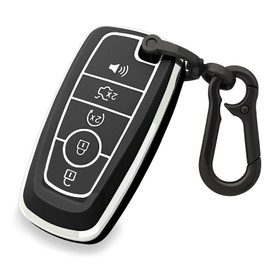 Teenpull Fit for Ford Key Fob Cover Case with Keychain Fit Expedition for Mustang Fusion F250 F350 F450 F550 Edge Explorer Smart Remote Vehicle Accessories, Soft TPU Key case, 5 Buttons (Blue)