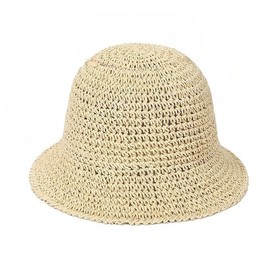 Womens Floppy Straw Sun Hat Packable Wide Brim Summer Beach Hat Foldable Crochet Bucket Hats (Begie 2)