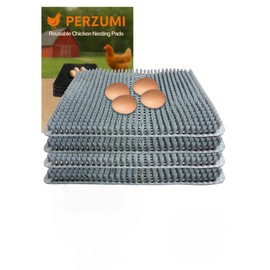 PERZUMI Washable Nesting Pads for Chicken Coop, 4-Pack, 13×11 in Chicken Laying Pads, Trim-to-Fit Open-Grid Design for Cleaner Eggs (Light Gray)