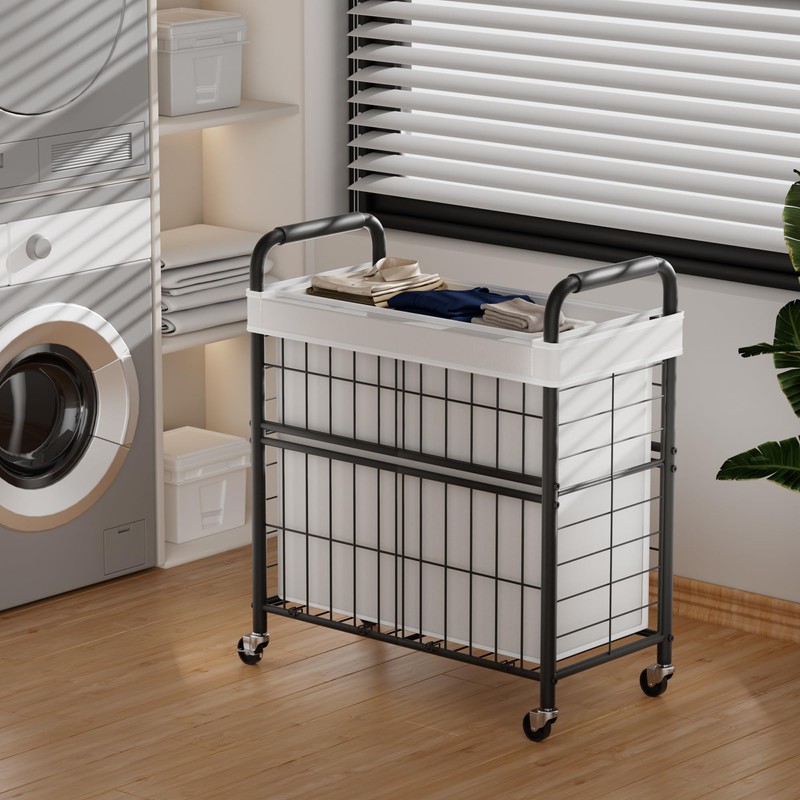 Laundry Hamper 3 Section, 145L Rolling Laundry Sorter Basket with