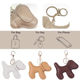 Wei Tech Dog Keychain - Cute Puppy Dog Pendant PU Leather Keychain Key Bag Backpack Decoration Accessory Stylish Travel Companion, brown, Unit size