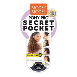 Model Model Pony Pro Ponytail Italian Curl 20" with Secret Pocket made by Pre-sewn Weave (Jet Black 1)
