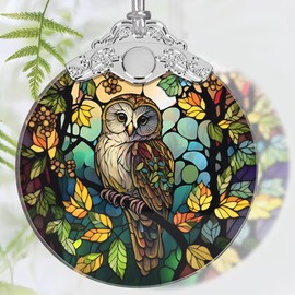 Christmas Ornament, 2024 Ornament, Stained Glass Decor, Owl Ornaments for Christmas Tree, Christmas Hanging Decor, Christmas Tree Decoration, Holiday Ornament, Unique Gift Idea - Owl on The Branch