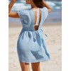 CUPSHE Women's Plunging Coverups Open Back Short Sleeves Swimwear Cover