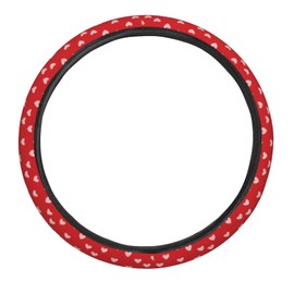 Buyidec Red Hearts Valentines Day Steering Wheel Covers Anti Slip Elasticity Car Accessories Steering Wheel Protector Universal 15 Inch for Cars SUV Vehicle Truck