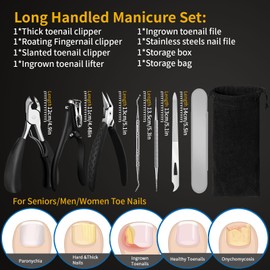 Maniküre Set Für Senioren Und Männer, 6PCS Pediküre Set Für Dicke Und Tief Eingewachsene Zehennägel, Nagelschere Fussnägel Mit Langer Stiel, Professionelles Pflegewerkzeug BAODANBUTING
