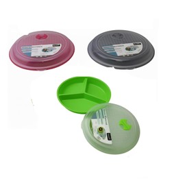 Dependable Industries inc. Essentials 3-Pack Divided Microwave Plates with Vented Lids – 8.75” x 8.75” – Meal Prep & Portion Control, BPA-Free, Stackable Food Storage, Freezer & Dishwasher Safe