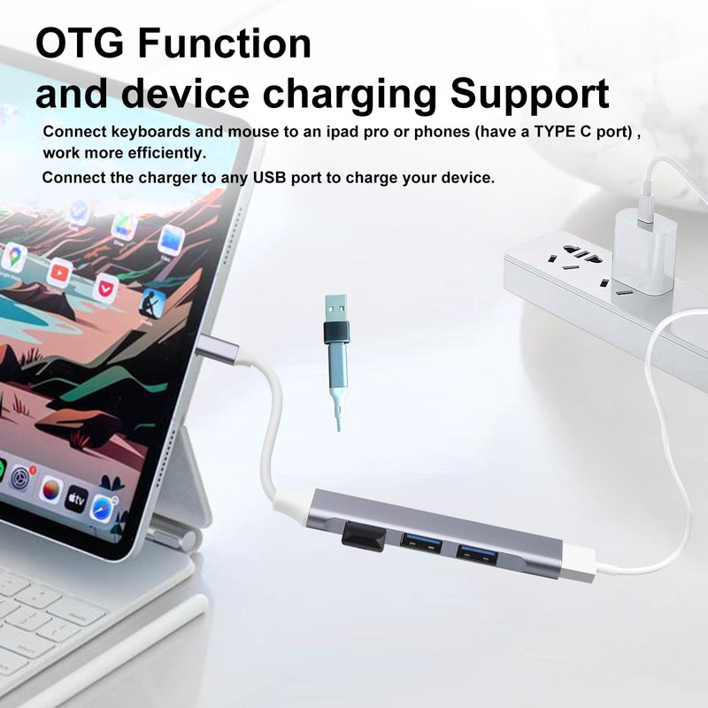 USB Hub 4 Ports,USB C Hub, with 3 Adapters
