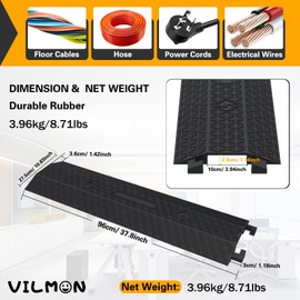 2 Pack Heavy Duty 40 inch Rubber Drop Over Cable Cover Floor Cord Cover Hose Protector Ramp for Home Office Warehouse (Large-2 Piece)