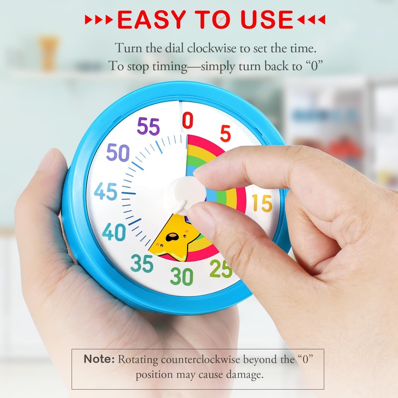 Secura 60-Minute Visual Timer, Rainbow Classroom Timers for Kids, Time