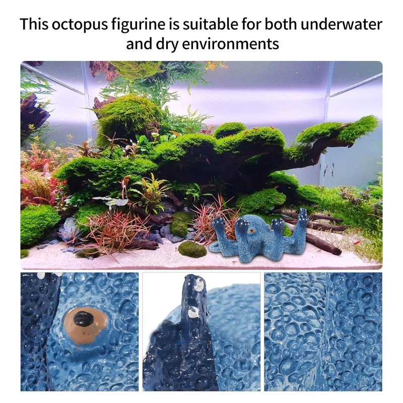 qumHmup Octopus Aquarium Ornaments Decoration, Blue Artificial Sea Life, Glowing