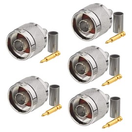 Eightwood N Plug N Adapter Straight Crimp N Connector 5 Pieces for WLAN Antenna Cable LMR195 RG58 RG400 RG142 4G DTV Industrial 4G Router WiFi Router Multi-Way