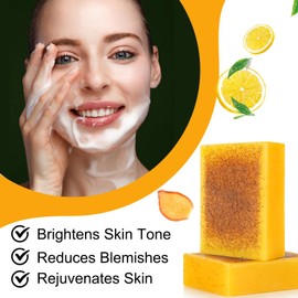 Zitronen-Kurkuma-Kojic-Säure-Seife, Kurkuma Aufhellende Seife, Lemon Turmeric Kojic Acid Soap, Kurkuma Aufhellende Seife For Dark Spots, Zitronen-Kurkuma-Kojic-Säure-Seife