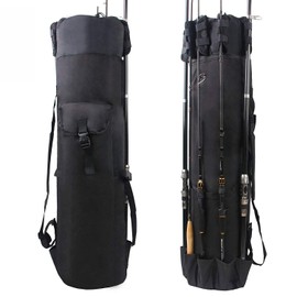 Fishing Rod Case Pole Bag Fishing Carrier Holder Multifunctional Fishing Pole Storage Bags Fishing Gear Organizer Travel Rod Carry Case Bag, Black