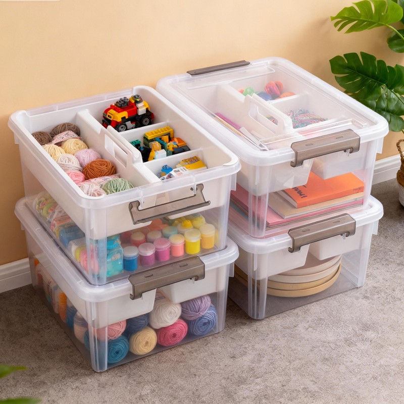Citylife 17 QT Plastic Storage Bins Clear Storage Box with