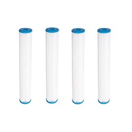 Pack of 4: Hydro-Logic TALLBoy Compatible Pleated Sediment Water Filter 2.5" x 20" | 10 Micron Nominal Filtration for Standard Slim Blue Filtration Systems