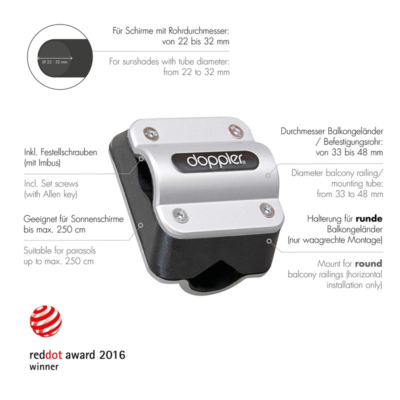 Doppler Fix Vario Balcony Clamp, Practical Balcony Bracket for Mounting