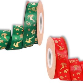 Christmas Ribbon 25mm for Gift Wrapping 22M,2 Rolls Red and Green Satin Ribbon 25mm Thick Christmas Red Green Ribbon for Gift Wrapping Present,Hair Bow Ribbon,Polyester Ribbon Christmas Decoration