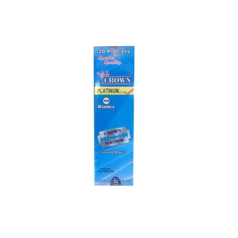 Crown Platinum Double Edge Safety Razor Blades, 100 blades (20x5)