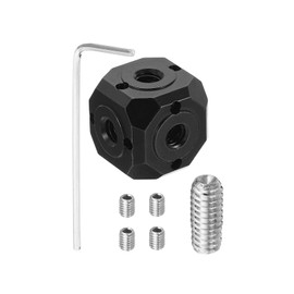 PATIKIL Universal 1/4" 3/8" Screw Hole Tripod Adapter Magic Cube Mounting Cube Holder for Microphone Photography Equipment Accessories Black