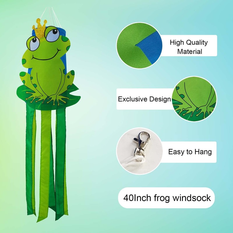 THQZLH 40-Inch Frog Windsock - Fun Summer Decoration for Outdoor