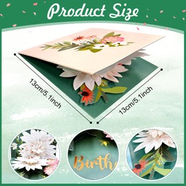 YianHien Birthday Card Woman, Handmade Elegant Lotus Flower Folding Card Greeting Card for Birthday for Women, Happy Mother's Day Card, Birthday Wishes Surprise Greeting Card