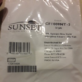 Sunset Healthcare Solutions NEW in Package  Sunset CF1009NT-2 PR System One Style Ultrafine Filters 2/pk