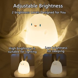 LEDHOLYT Night Light for Kids,Cute Silicone Nursery Bunny Lamp for Baby and Toddler,Animal NightLight for Boys and Girls,Squishy Rabbit Lamp for Bedroom,Kawaii Bedside Lamp for Kids Room (Rabbit)