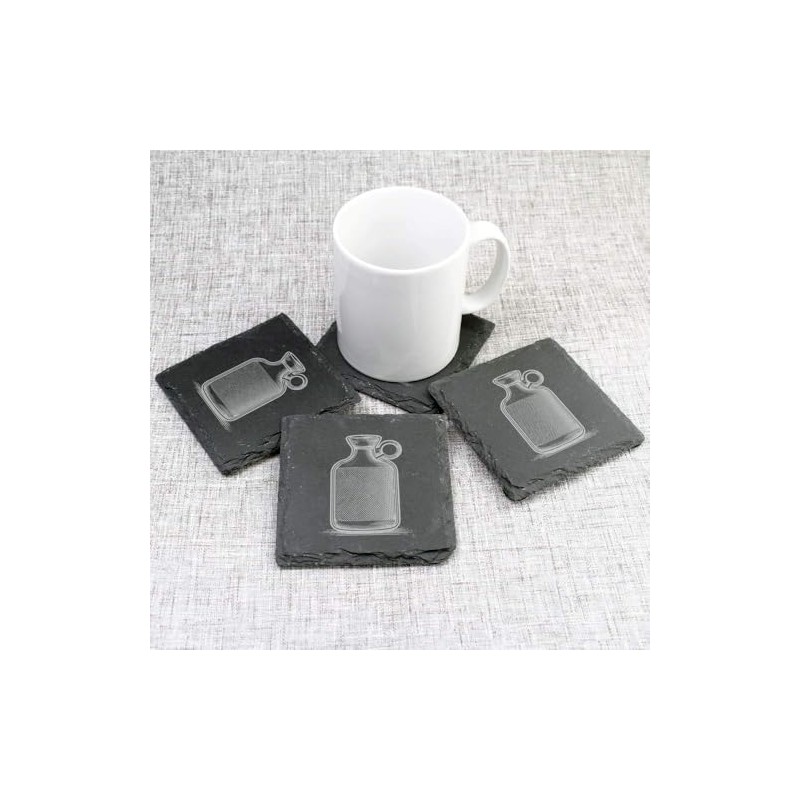 4 x 'Hot Water Bottle' 10cm Square Slate Coasters (CR00220443)