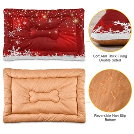 Blueangle Christmas Snowflakes Pet Bed Soft Crate Mat,Washable Dog Crate Bed Cushion Anti-Slip,Pet Mattress for Small Medium Dogs and Cats Kennel Pad, 36x24inch