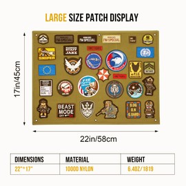 Qaestuan Velcro Wall, 58 x 45 cm Velcro Board Patches, Velcro, Tactical Patch Display Board, Wall Velcro Surface Velcro Mat with Eyelets, Foldable Patch Wall, for Military Patch Suspension (Brown)