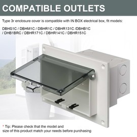 DBHC-1 Outdoor Horizontal Electrical Box Outlet Cover, Type 3r Enclosure Cover for Wet Locations, Extra Duty Exterior Receptacle Covers Replacement for DBHS1C/DBHM1C/DBHR1C/DBHB1C/DBHR141C (3 Pack)