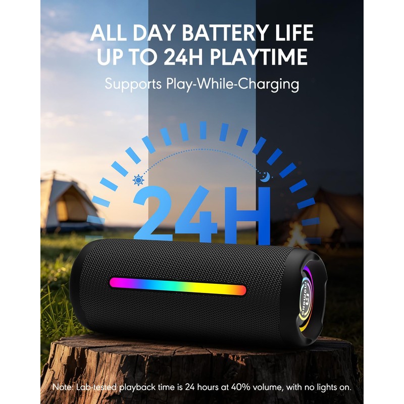 Portable Bluetooth Speaker, IPX7 Waterproof Wireless Speaker, 35W Loud Stereo