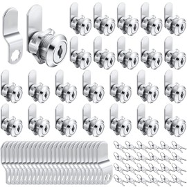 Set 24 Cerraduras de Leva para Gabinete con Llaves Iguales Longitud de Cilindro de 5/8 Pulgadas, Adapta a un Grosor Máximo de Panel de 0.4 Pulgadas para Cajón Seguro Buzón, Aleación de Zinc