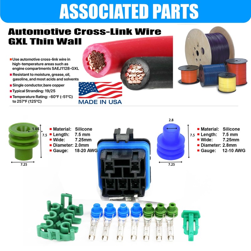 5-PIN ISO 280 Mini Weatherproof Relay Connector with 12" Relay
