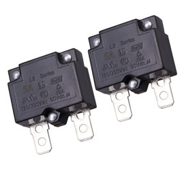 ZOOKOTO 2Pcs 5A Automatic Thermal Circuit Breaker Thermal Overload Protector 5Amp L2 Series 125-250V AC 50V DC Automatic Reset Relay Fuse Thermal Switch Circuit Breaker Current Overload Protector