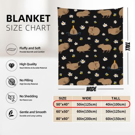 Capybara Blanket Cute Capybara Gifts for Girls Boys 50"×40", Soft Flannel Throws Blankets for Women Men, Funny Capybara Themed Stuff for Kids Adults Capybara Lovers Couch Bed Decor