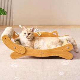 Cat Scratcher & Cats Scratch Pad with Sisal Ball – All-in-One Cats Couch Scratcher, Hammock, and Cat Bed for Indoor Cats, Wooden Cat Scratching Board Upgrade Edition